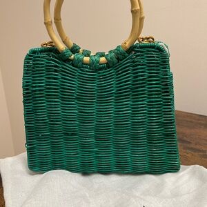 zara green purse gold chain.  9x8
